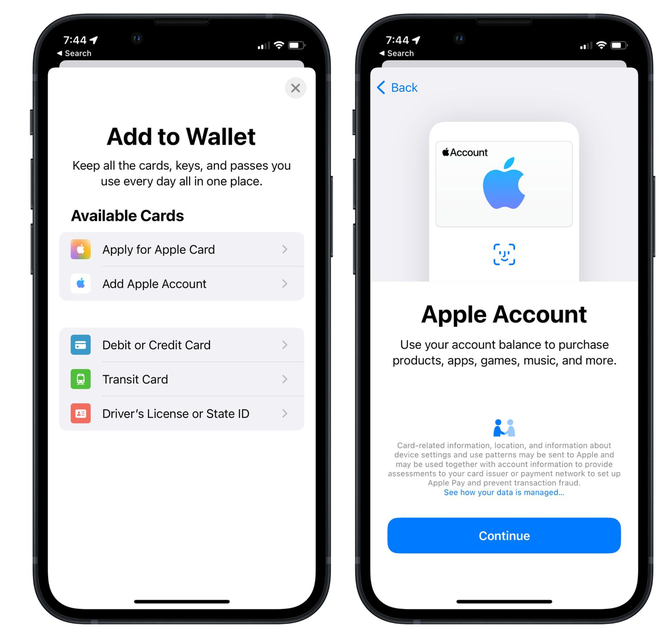 阿尔山苹果手机维修分享iOS 15.5钱包App如何添加 Apple 账户 