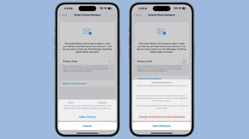 阿尔山苹果手机维修分享苹果 iOS 18.1 支持设置“主要”邮箱地址并更改 iCloud 邮箱 